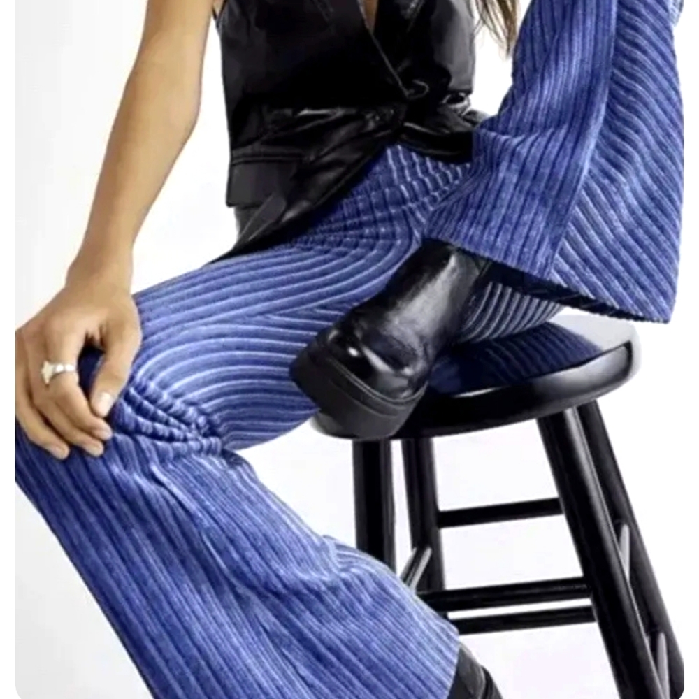 Free People Electric Cobalt Slim Velvet Flare Pant Size S
